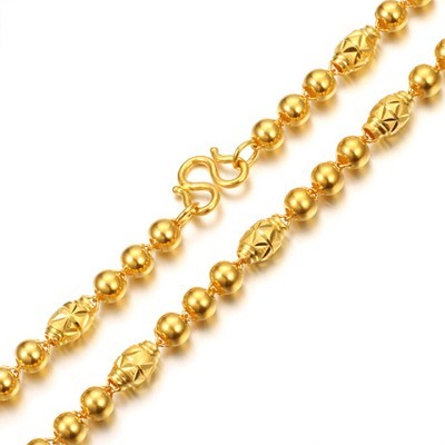 三珠叶黄金项链 珍珠与黄金的优雅交融